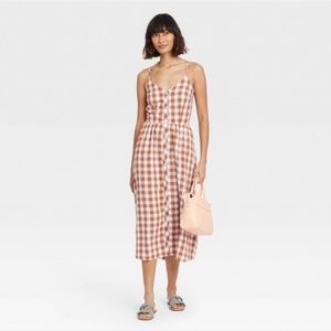 Brown and White Gingham Summer Dress